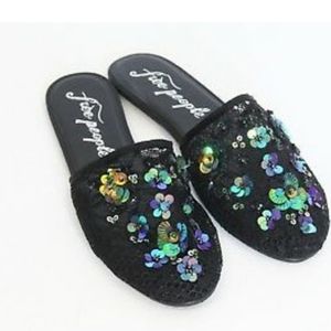 Free People Allure Flats sequins size 38 sz 8 blk